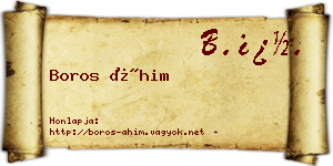Boros Áhim névjegykártya