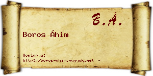 Boros Áhim névjegykártya