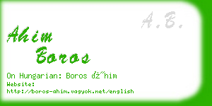 ahim boros business card